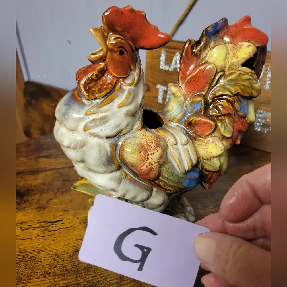 Vintage Unique stoneware Colorful Rooster tea pot